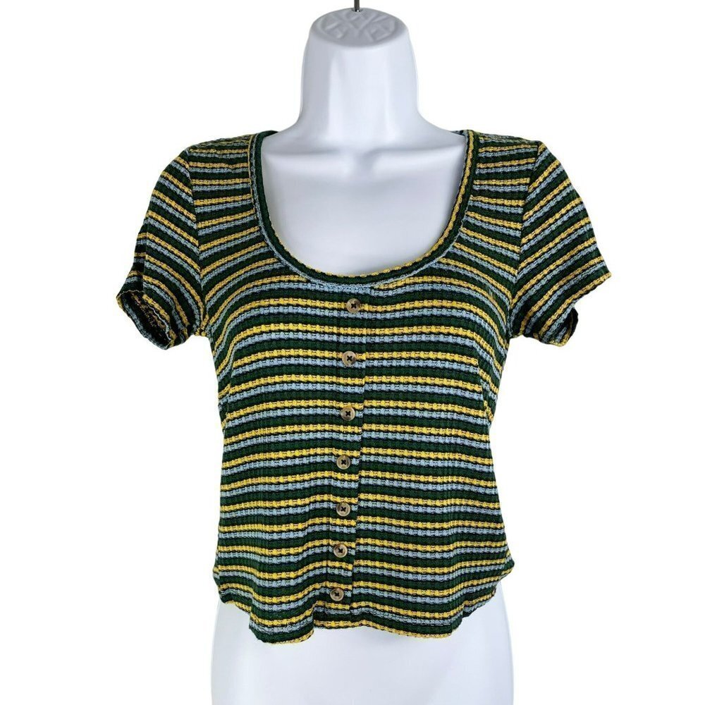 Pac Sun Me to We NWT Short Sleeved Striped Crop Top Size Medium
